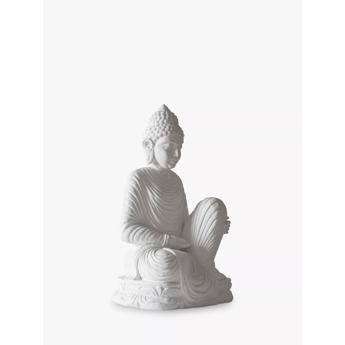 John Lewis & Partners Sitting Buddha Garden Sculpture, H43cm, White – image 2