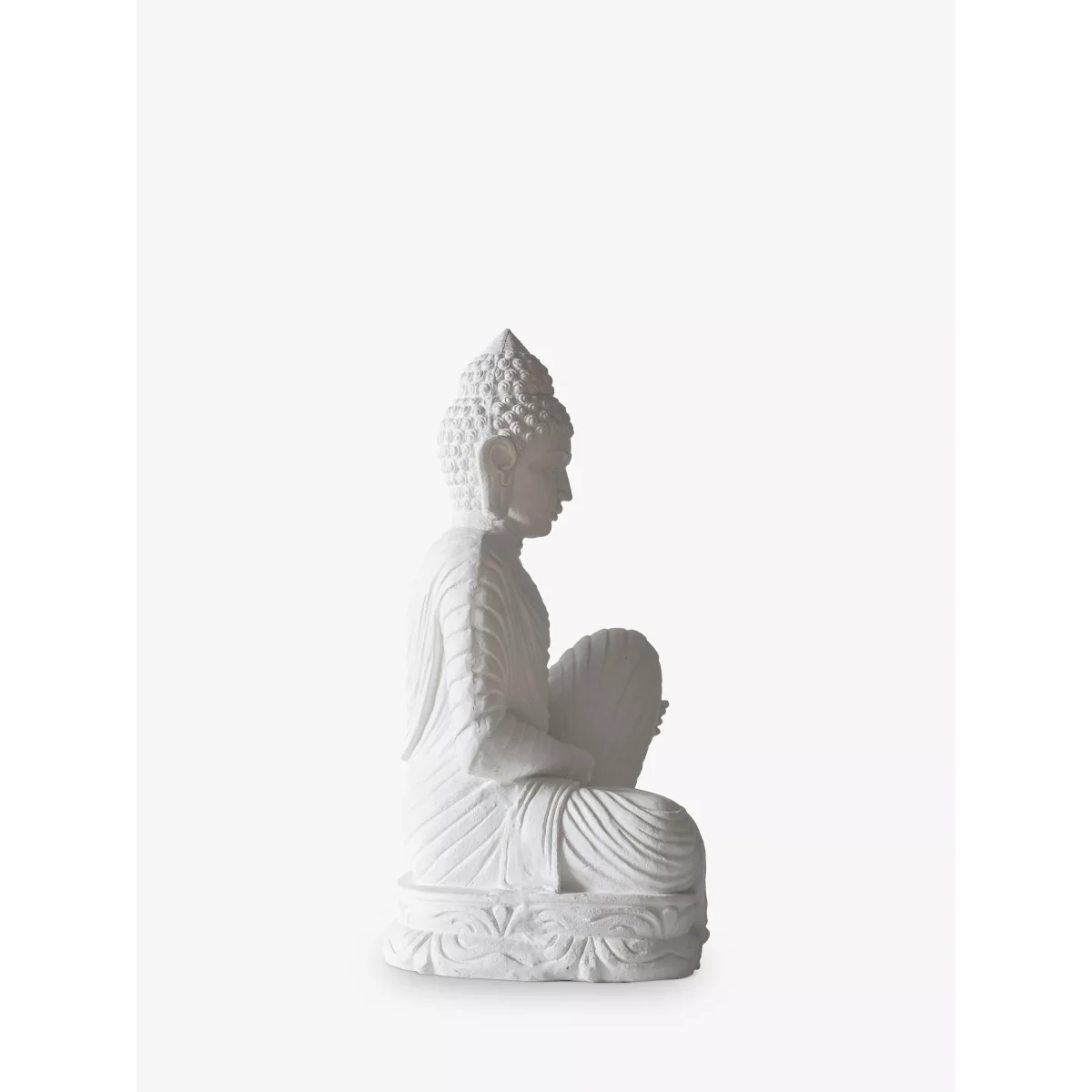 John Lewis & Partners Sitting Buddha Garden Sculpture, H43cm, White – image 3