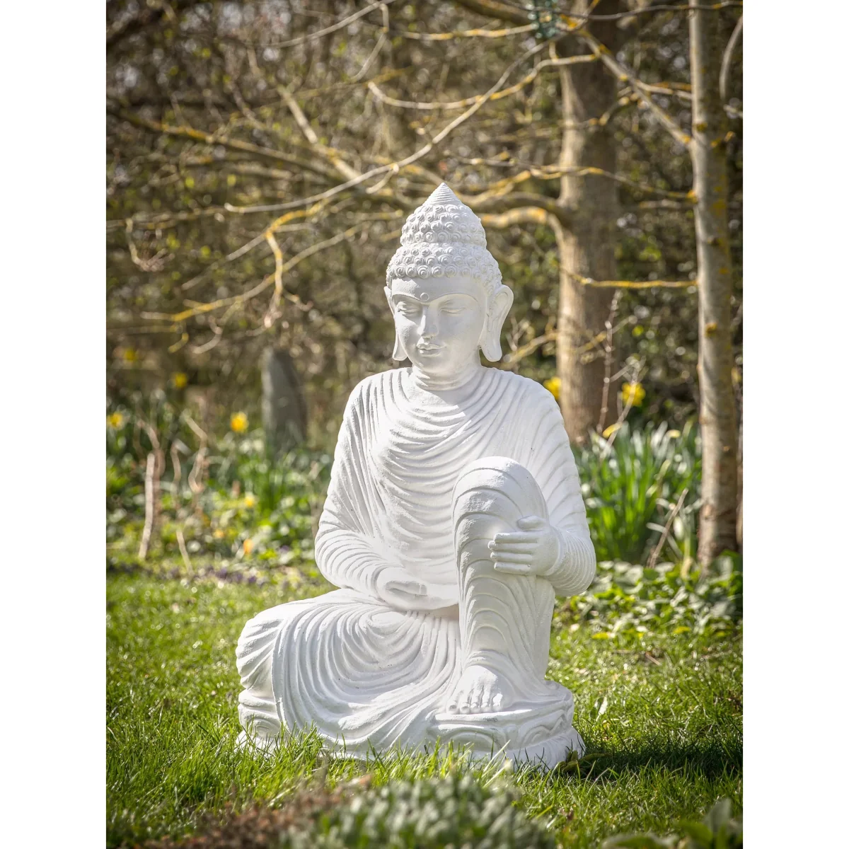 John Lewis & Partners Sitting Buddha Garden Sculpture, H43cm, White – image 7
