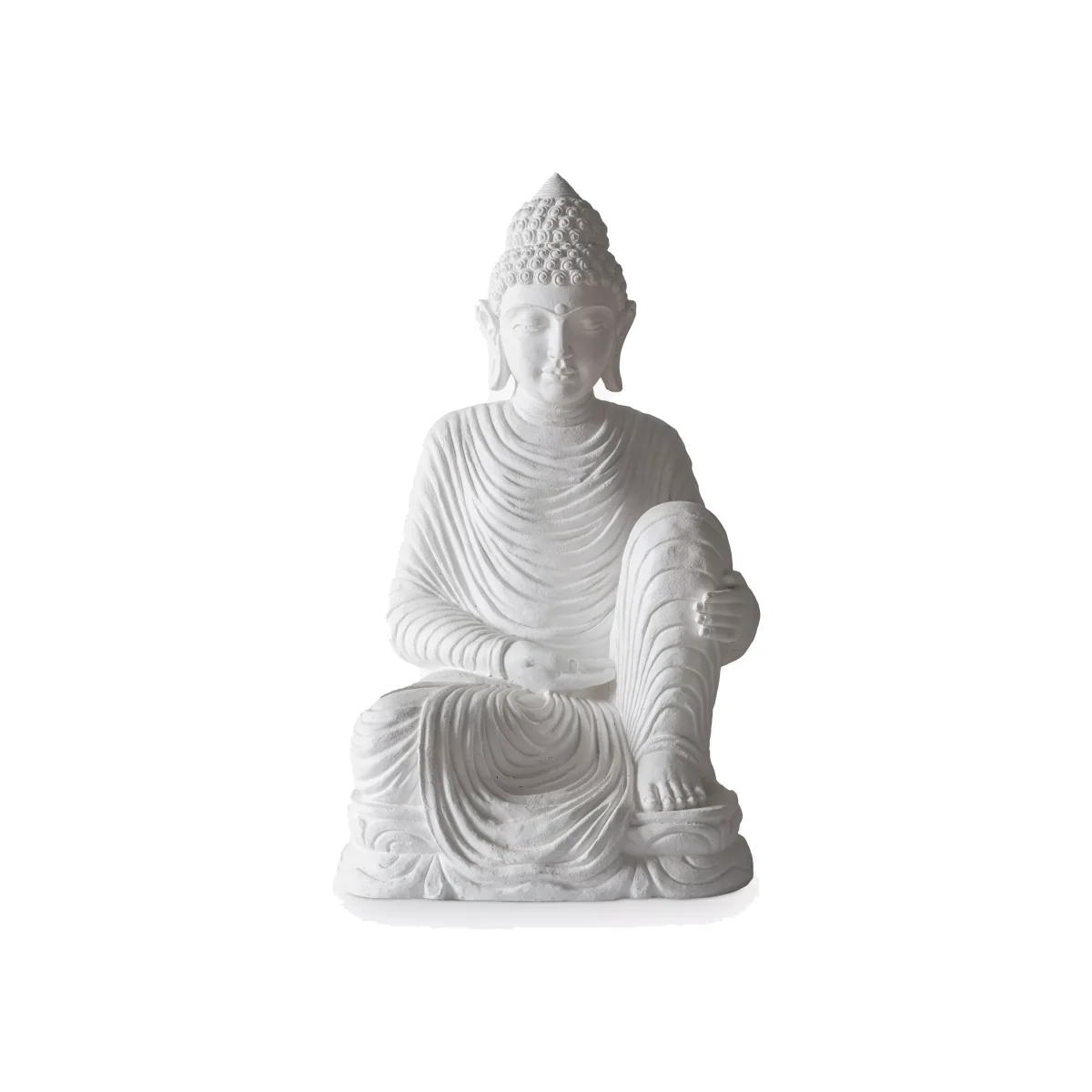 John Lewis & Partners Sitting Buddha Garden Sculpture, H43cm, White – image 1