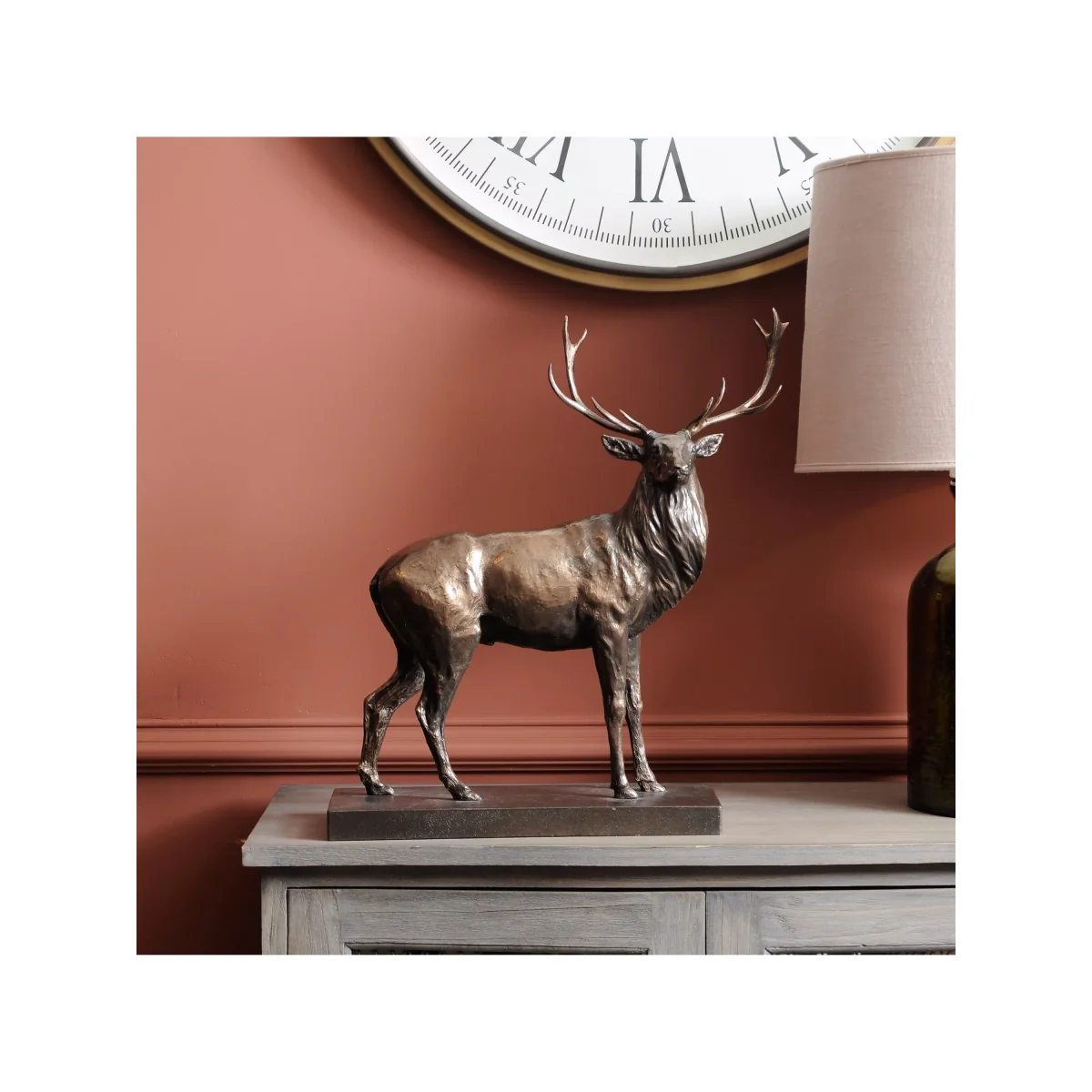Libra Stag Sculpture, H50cm, Antique Bronze – image 2