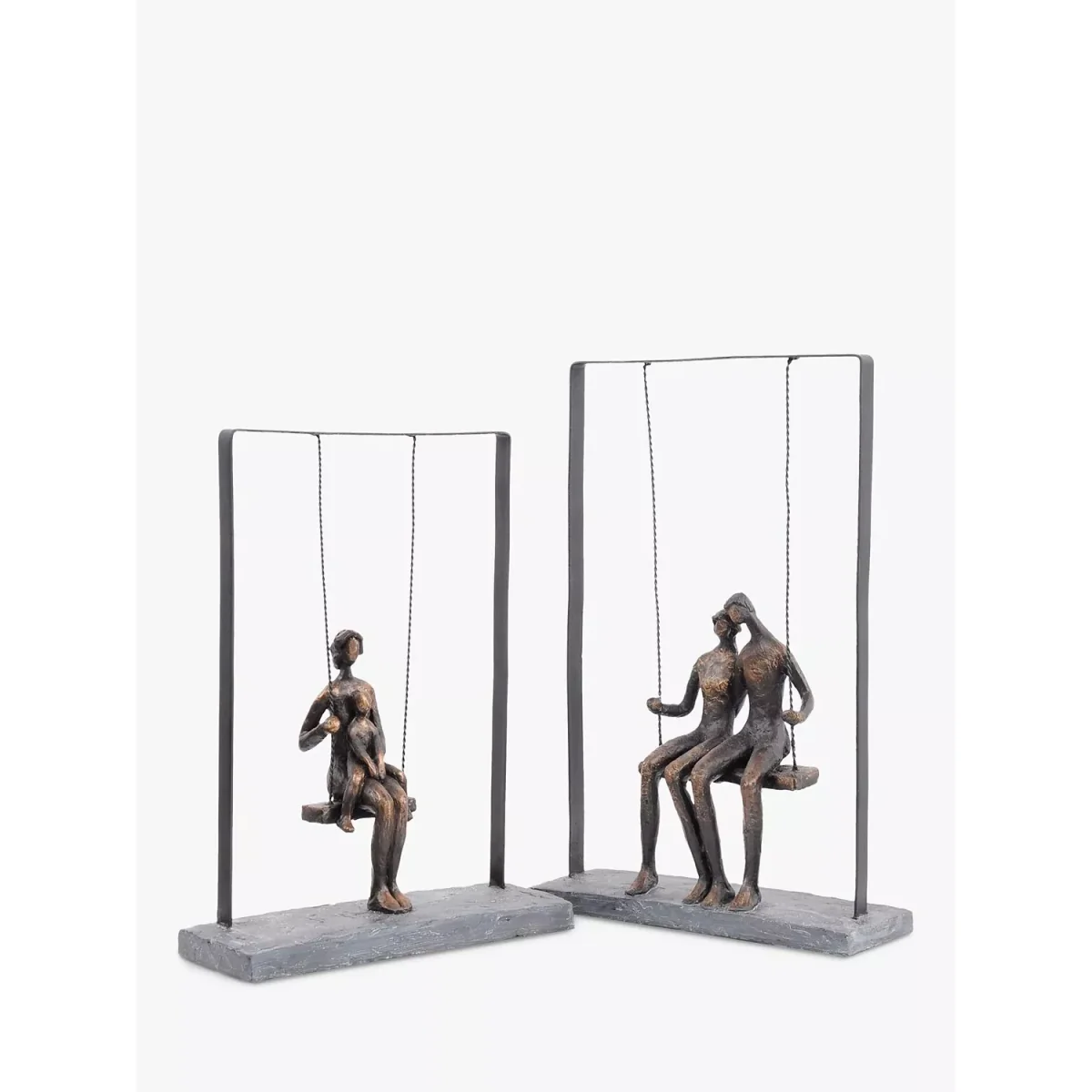 Libra Mother & Child on a Swing Sculpture, H32cm, Bronze – image 2