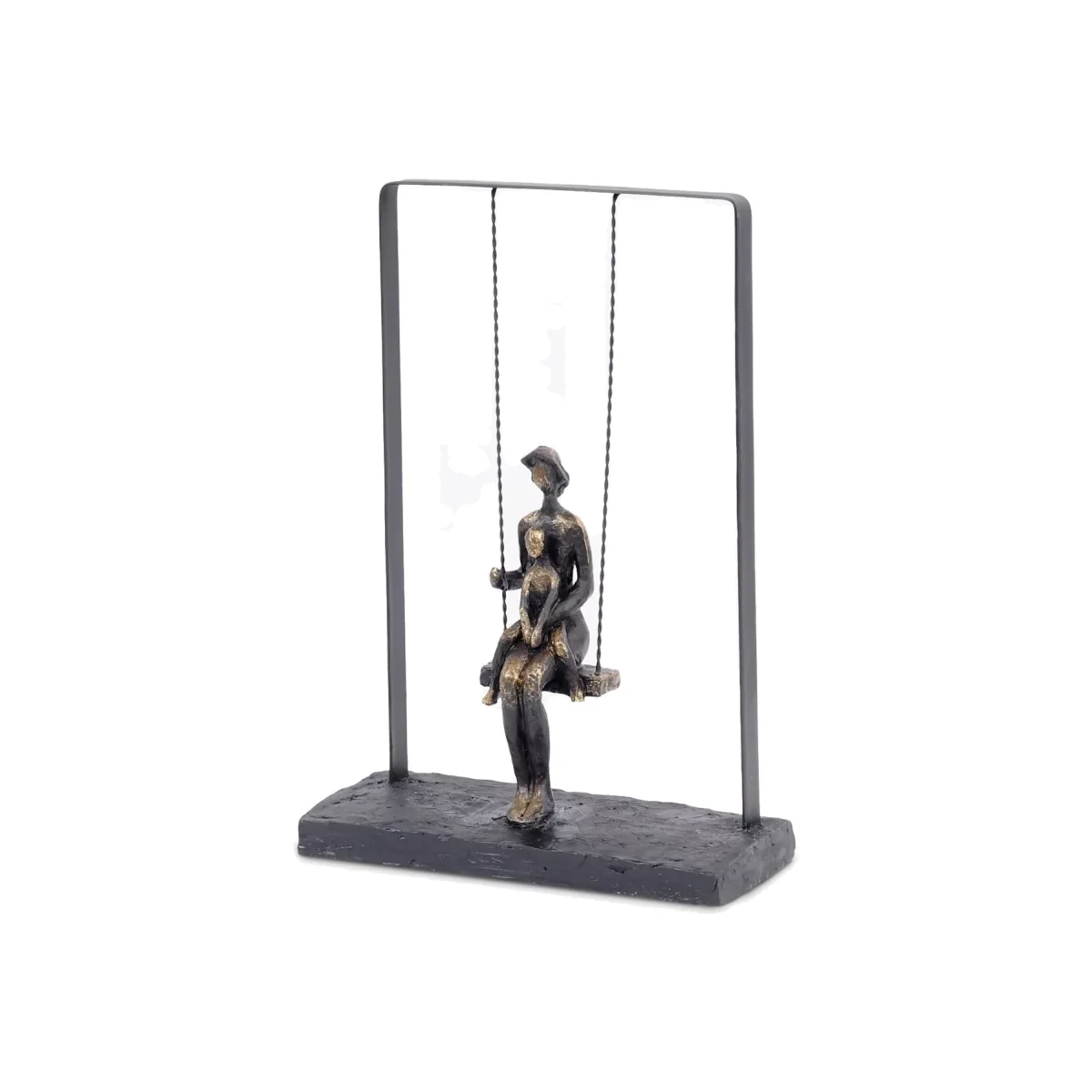 Libra Mother & Child on a Swing Sculpture, H32cm, Bronze – image 1