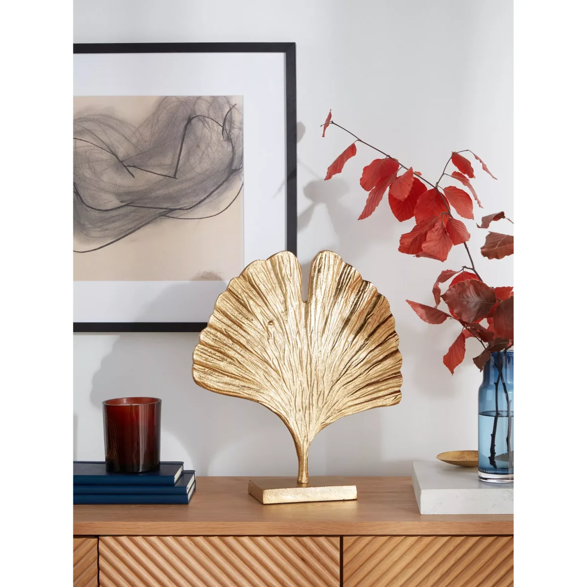 John Lewis & Partners Aluminium Fan Sculpture, H38cm, Gold – image 4