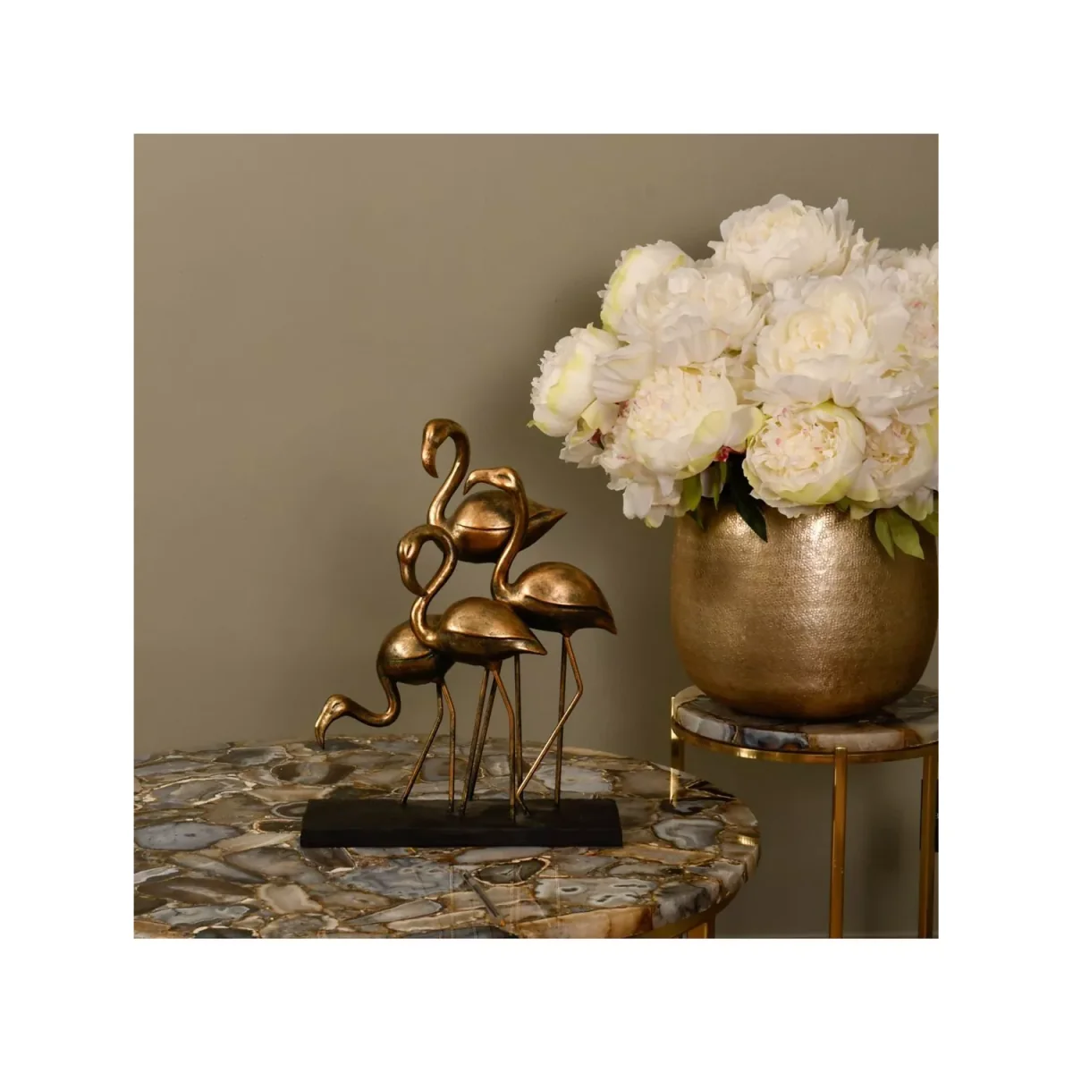 Libra Flamingos Sculpture, H38.2cm, Antique Bronze – image 2