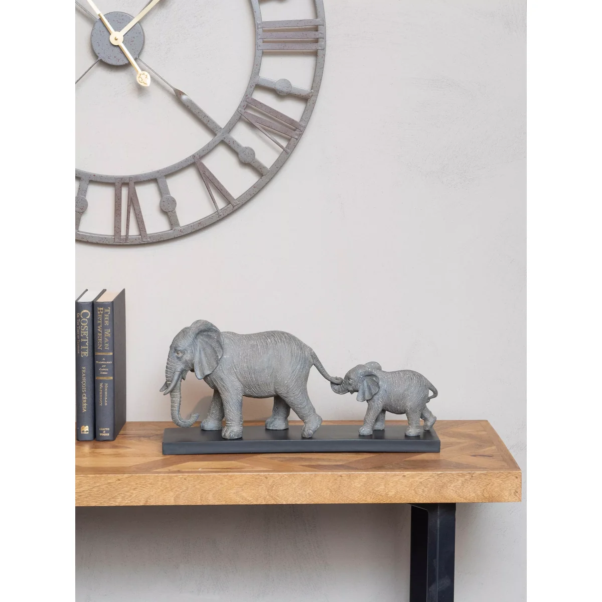 Libra Mother & Baby Elephant Sculpture, H21cm, Grey – image 2