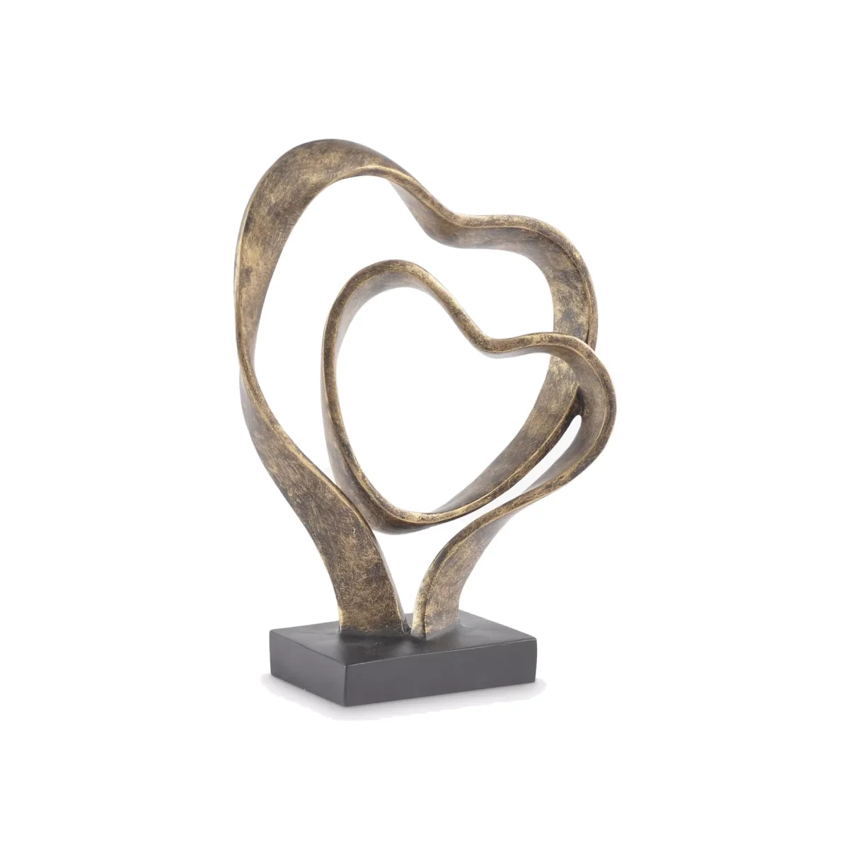Libra Double Heart Sculpture, Antique Gold, H36cm – image 1