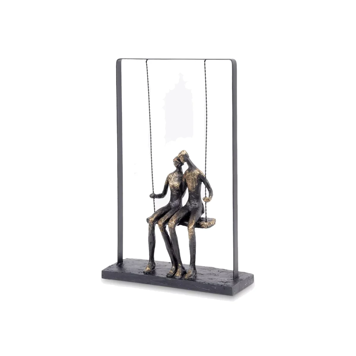 Libra Couple Sitting on a Swing Sculpture, H37cm, Bronze – image 1