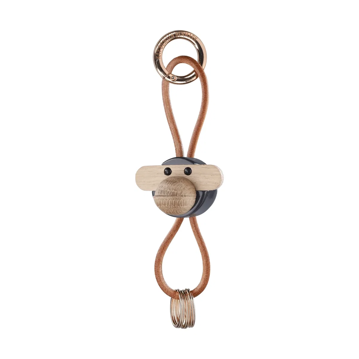 Kay Bojesen Denmark Kaj Bojesen monkey keyring Dark grey natural leather – image 3