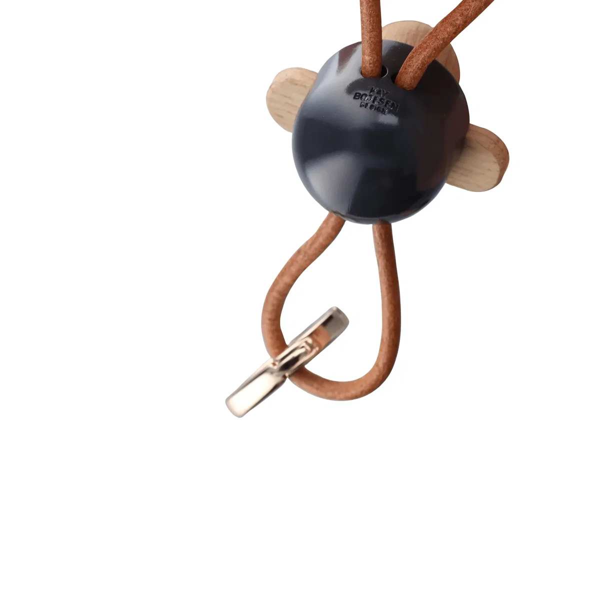 Kay Bojesen Denmark Kaj Bojesen monkey keyring Dark grey natural leather – image 5