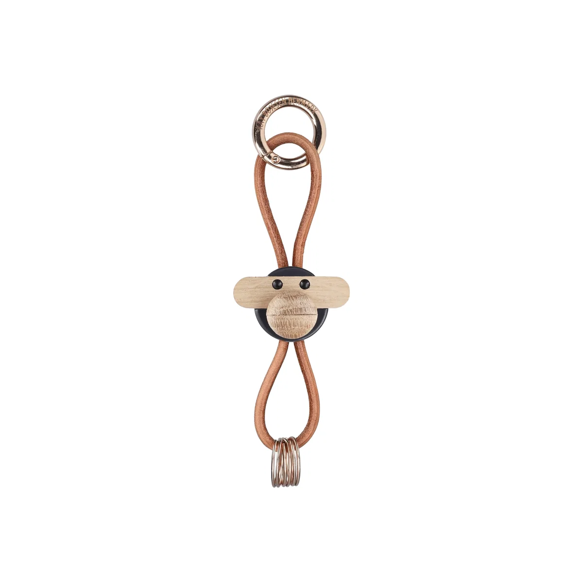 Kay Bojesen Denmark Kaj Bojesen monkey keyring Dark grey natural leather – image 1