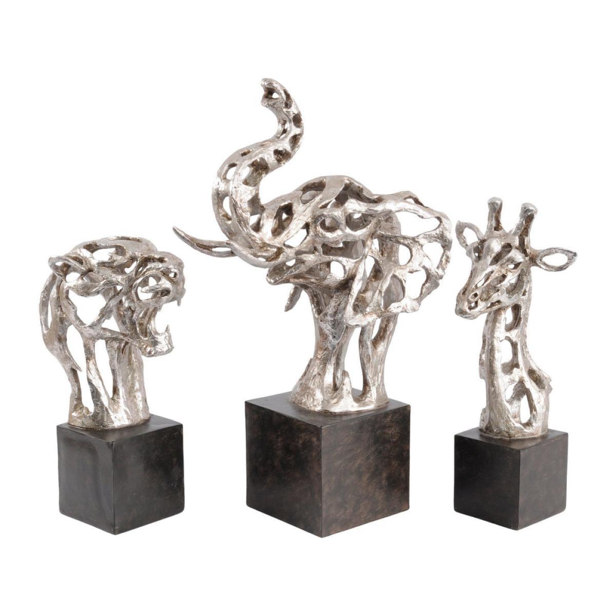 Libra Addo Abstract Elephant Head Sculpture Silver Resin – image 2