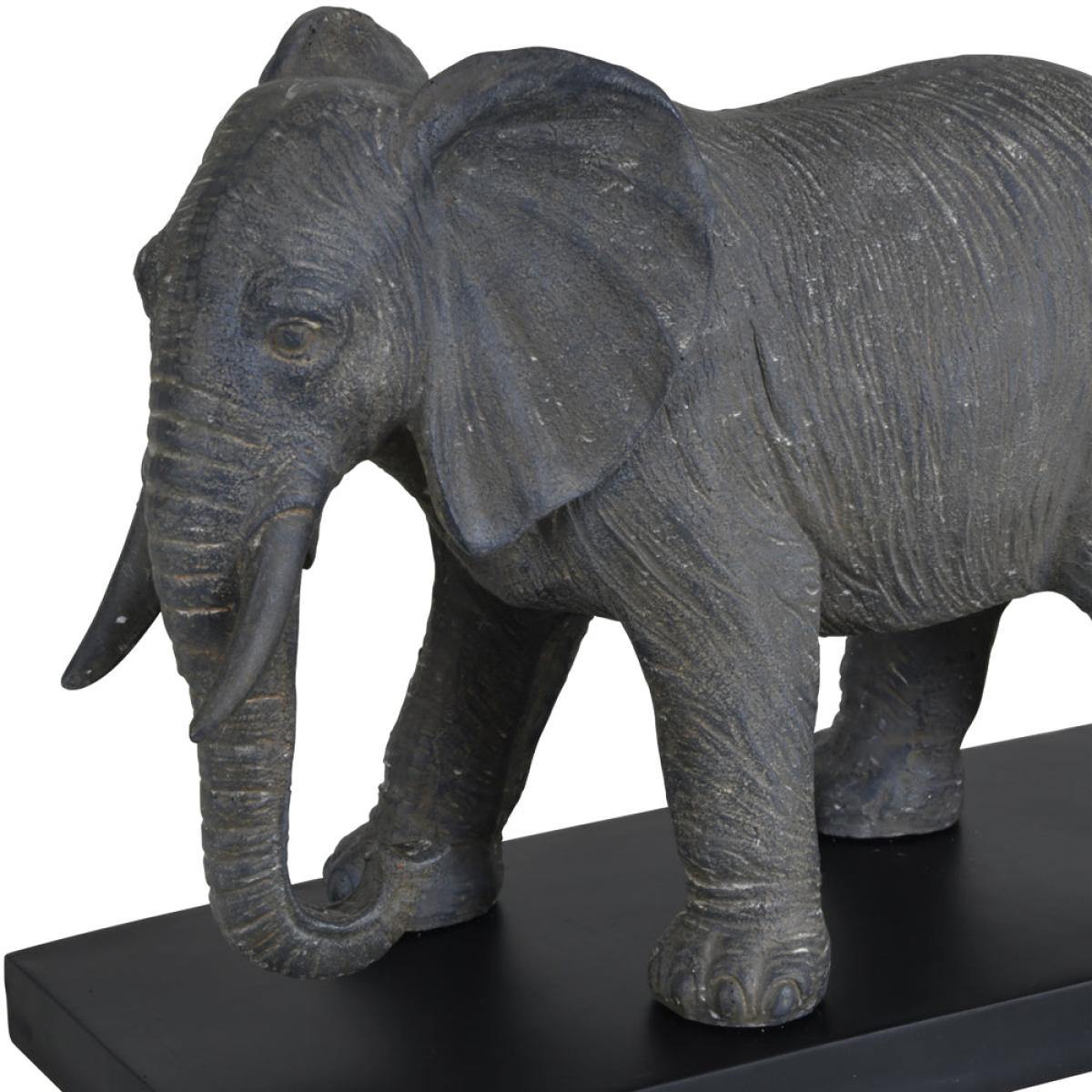 Libra Grey Mother And Calf Elephant Resin Sculpture On Black Base – image 4