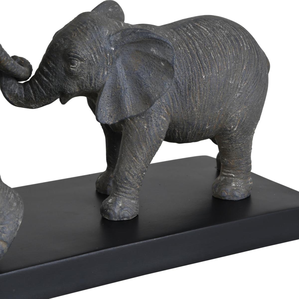 Libra Grey Mother And Calf Elephant Resin Sculpture On Black Base – image 5