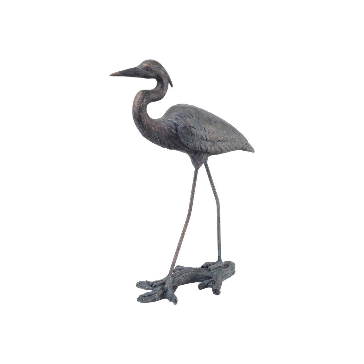 Libra Verdigris Finish Arched Heron Resin Sculpture