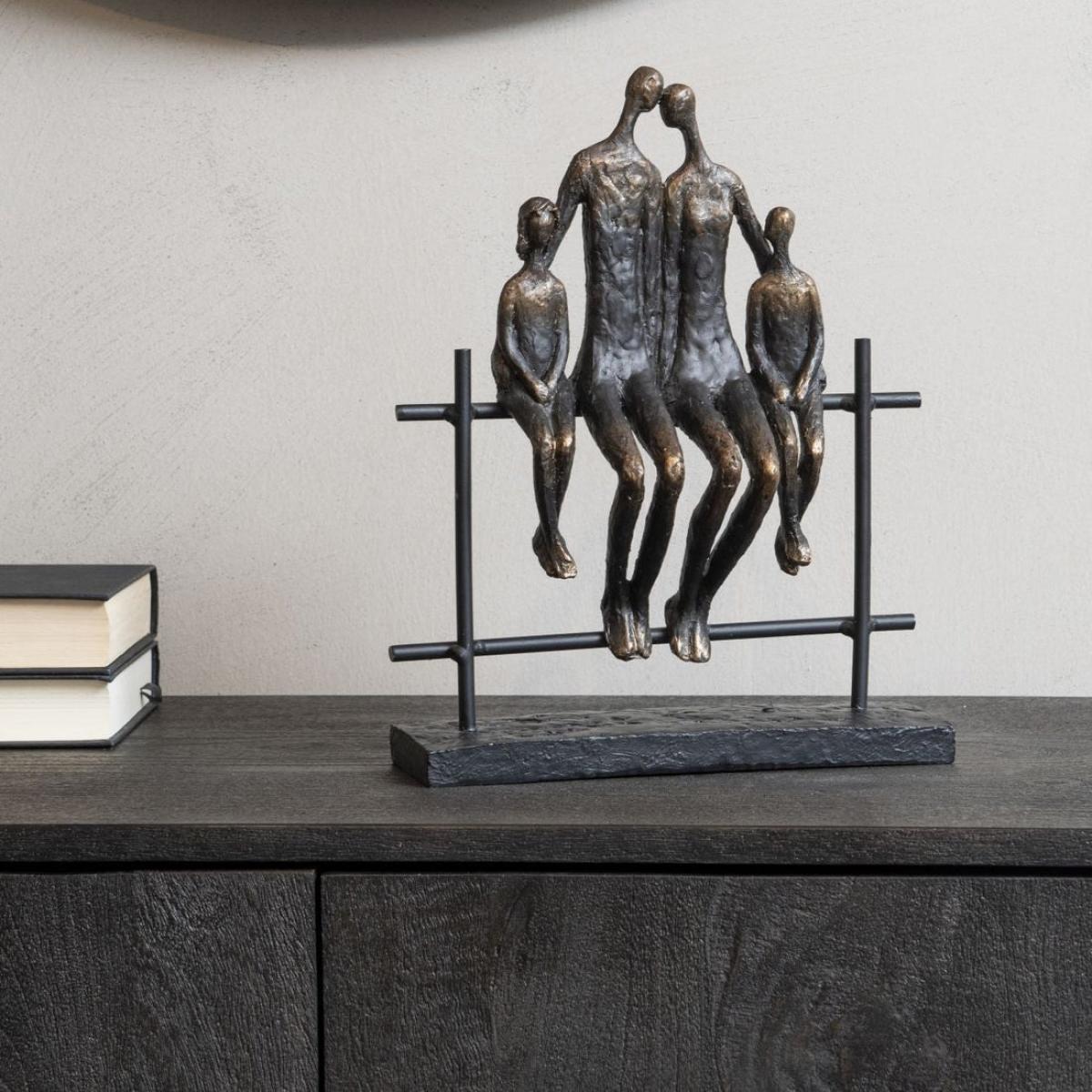 Libra Interiors Duxford Antique Bronze Bench Family of Four Sculpture – image 3