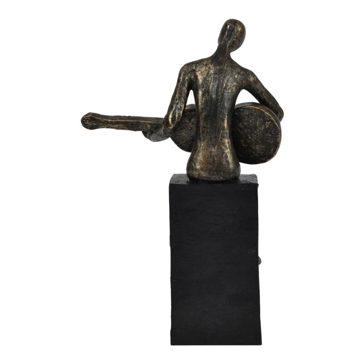 Libra Antique Bronze Edward Guitarist On Block Sculpture – image 3