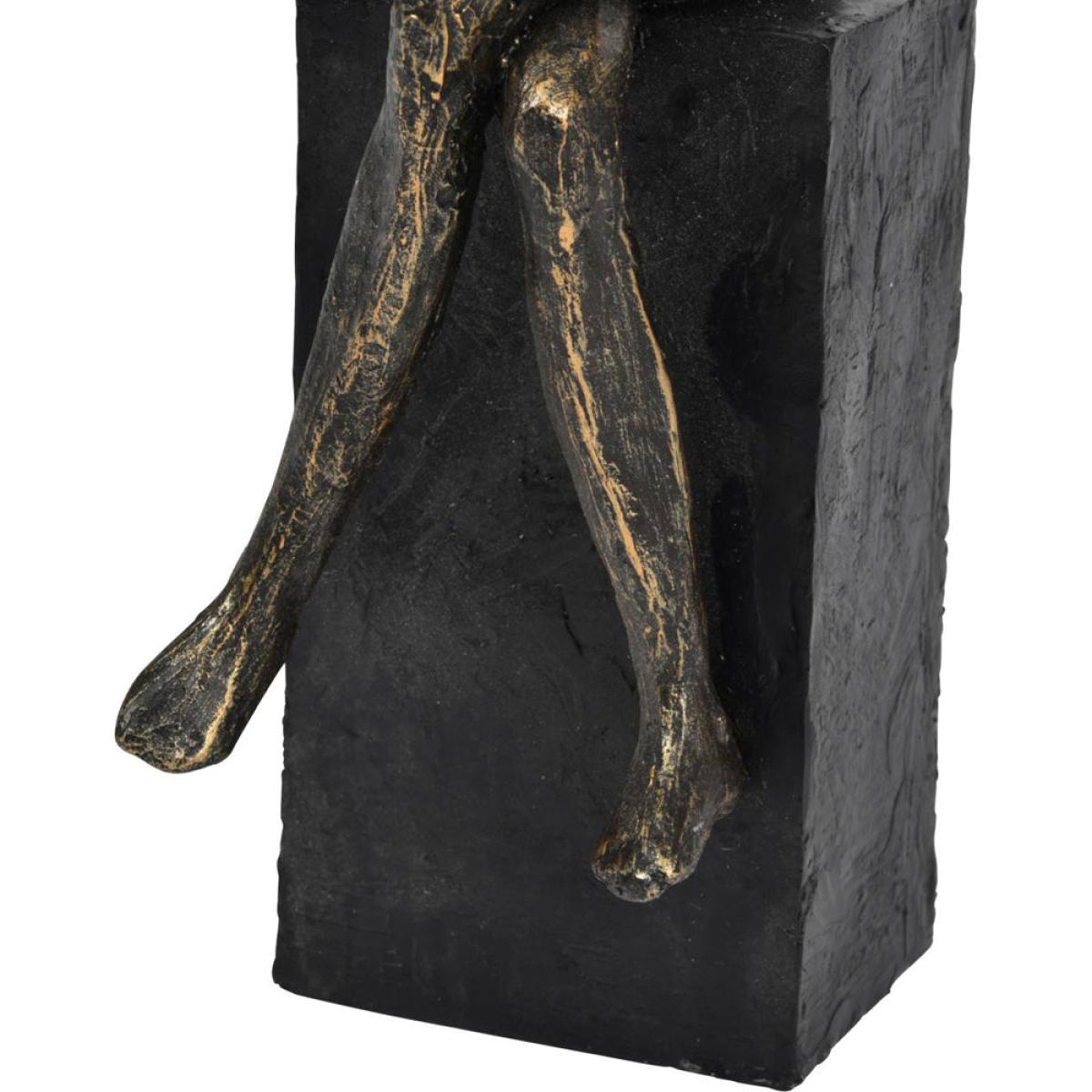 Libra Antique Bronze Edward Guitarist On Block Sculpture – image 5