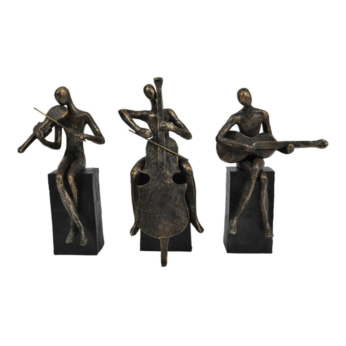 Libra Antique Bronze Edward Guitarist On Block Sculpture – image 6