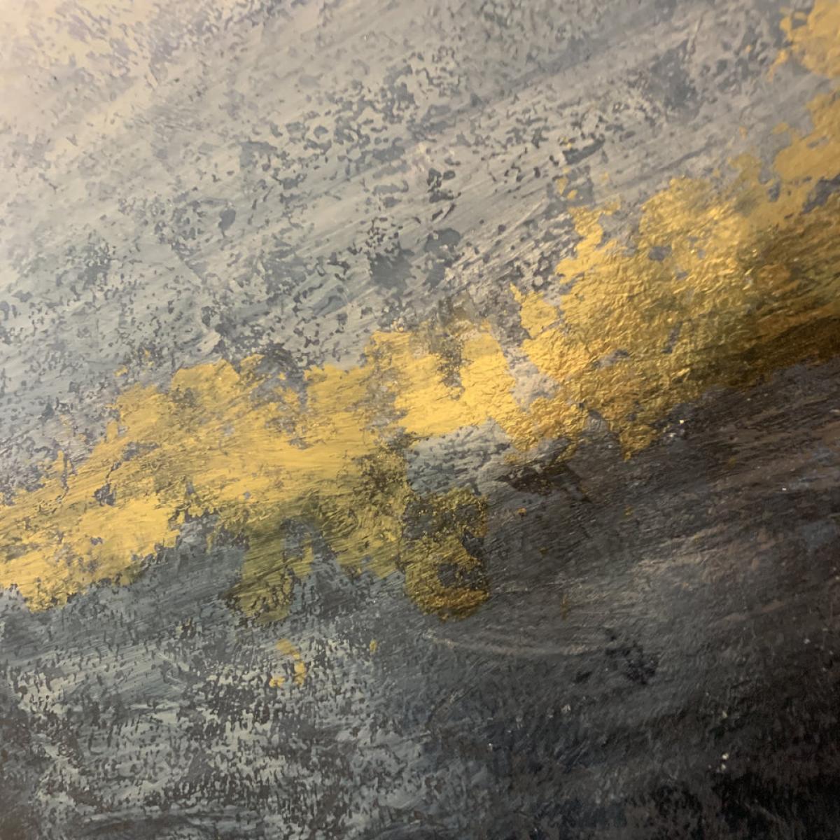 Libra Abstract Iron Sculpture Blue And Gold – image 3