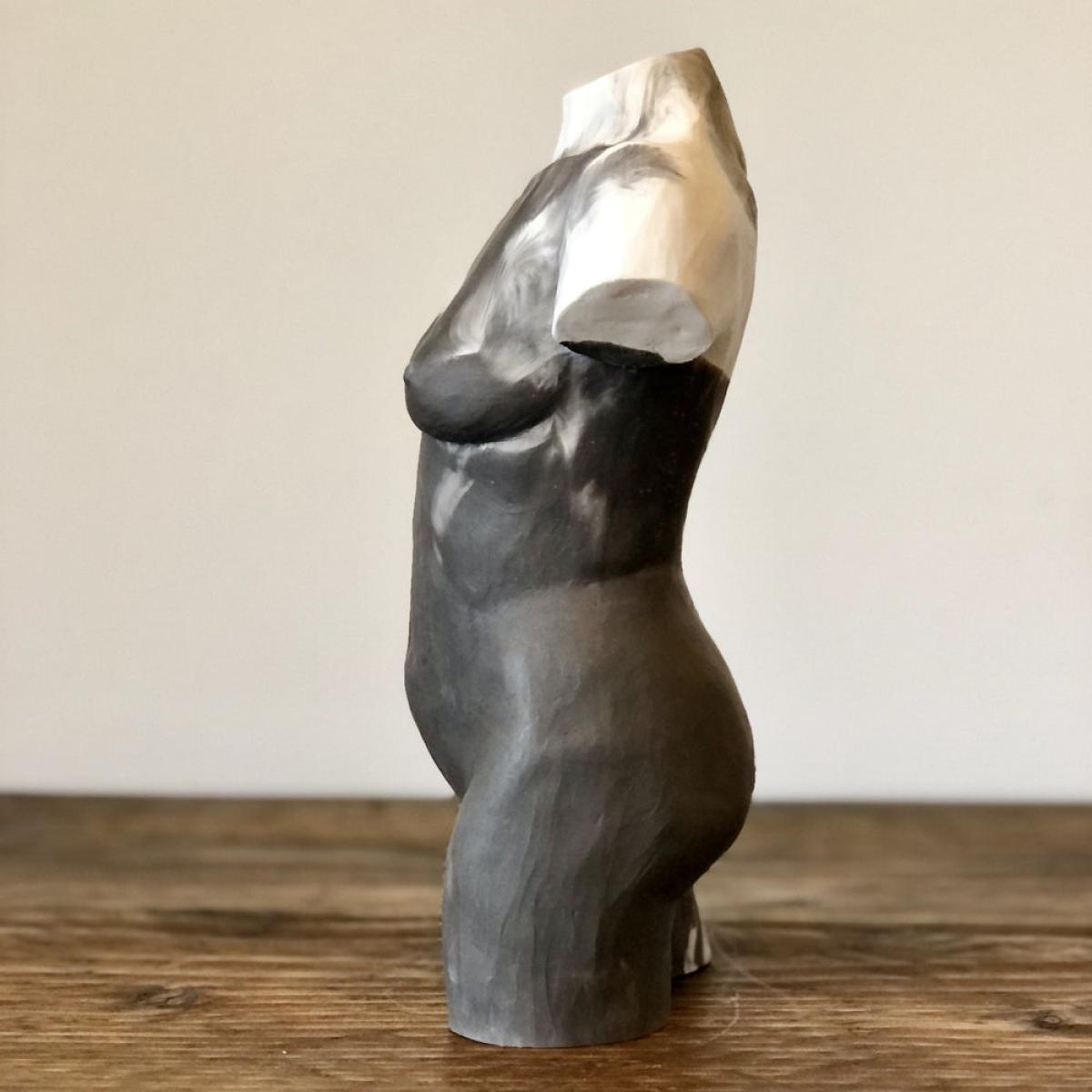 Rebecca Kate Erratt Female Torso Sculpture - Marbled Black – image 7