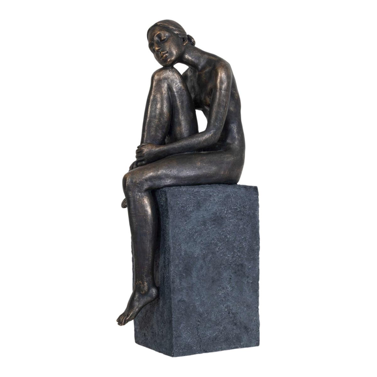 Libra Thinking Lady Sculpture In Bronze Resin – image 2