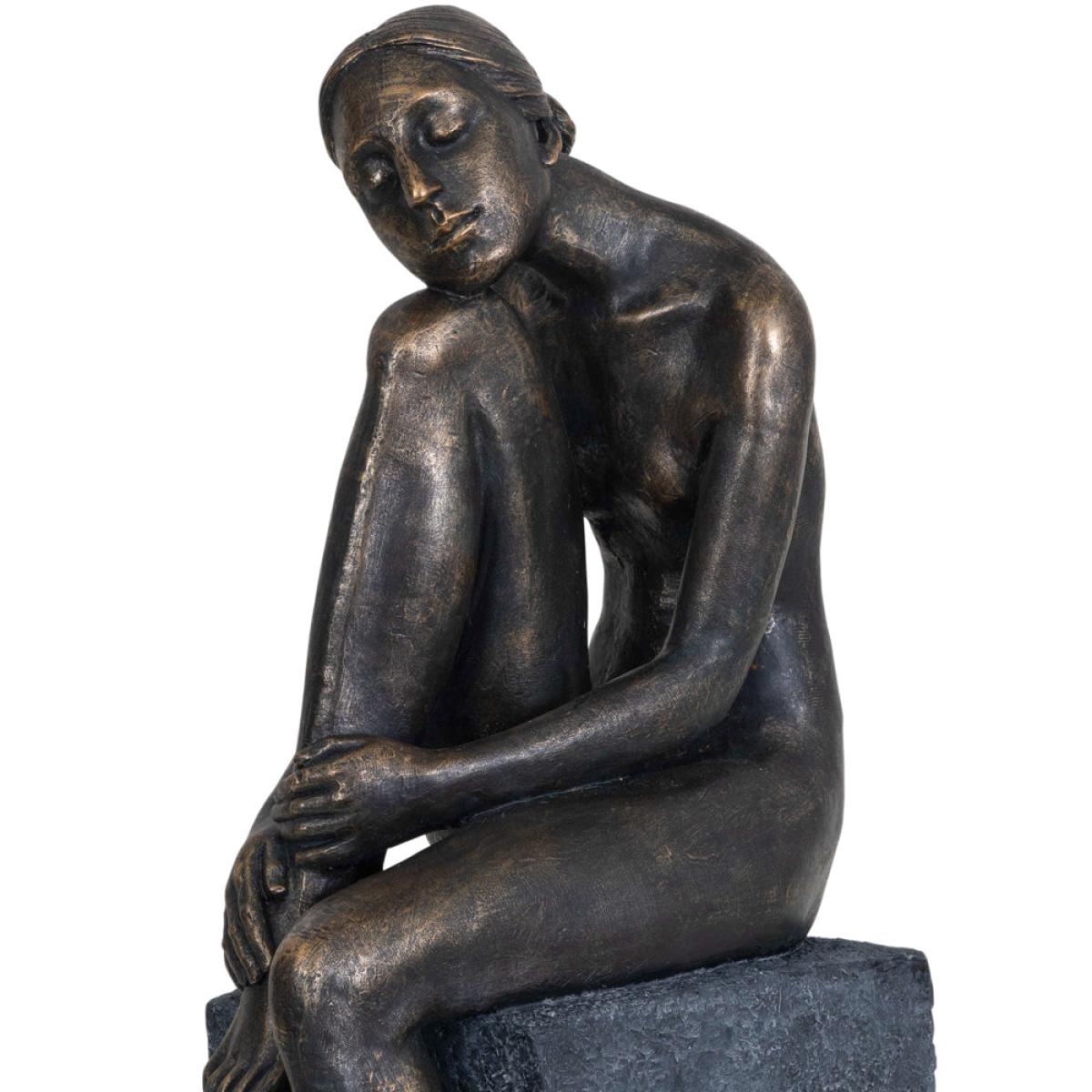 Libra Thinking Lady Sculpture In Bronze Resin – image 4