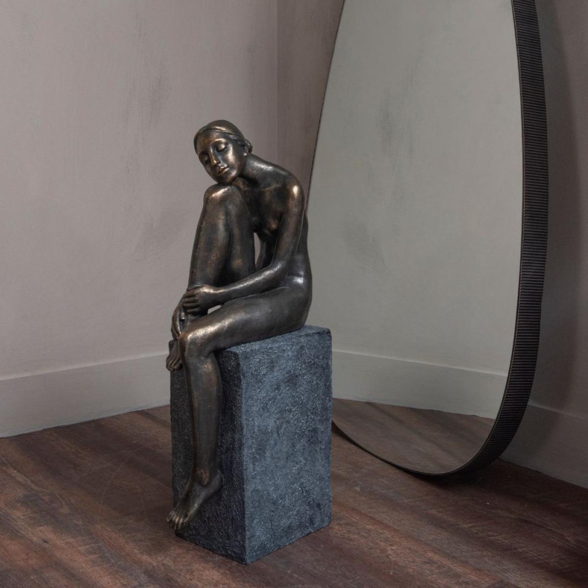 Libra Thinking Lady Sculpture In Bronze Resin – image 6