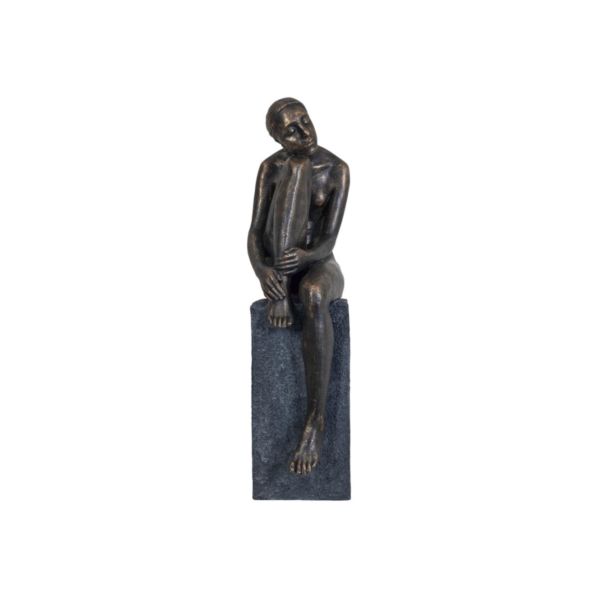 Libra Thinking Lady Sculpture In Bronze Resin – image 1
