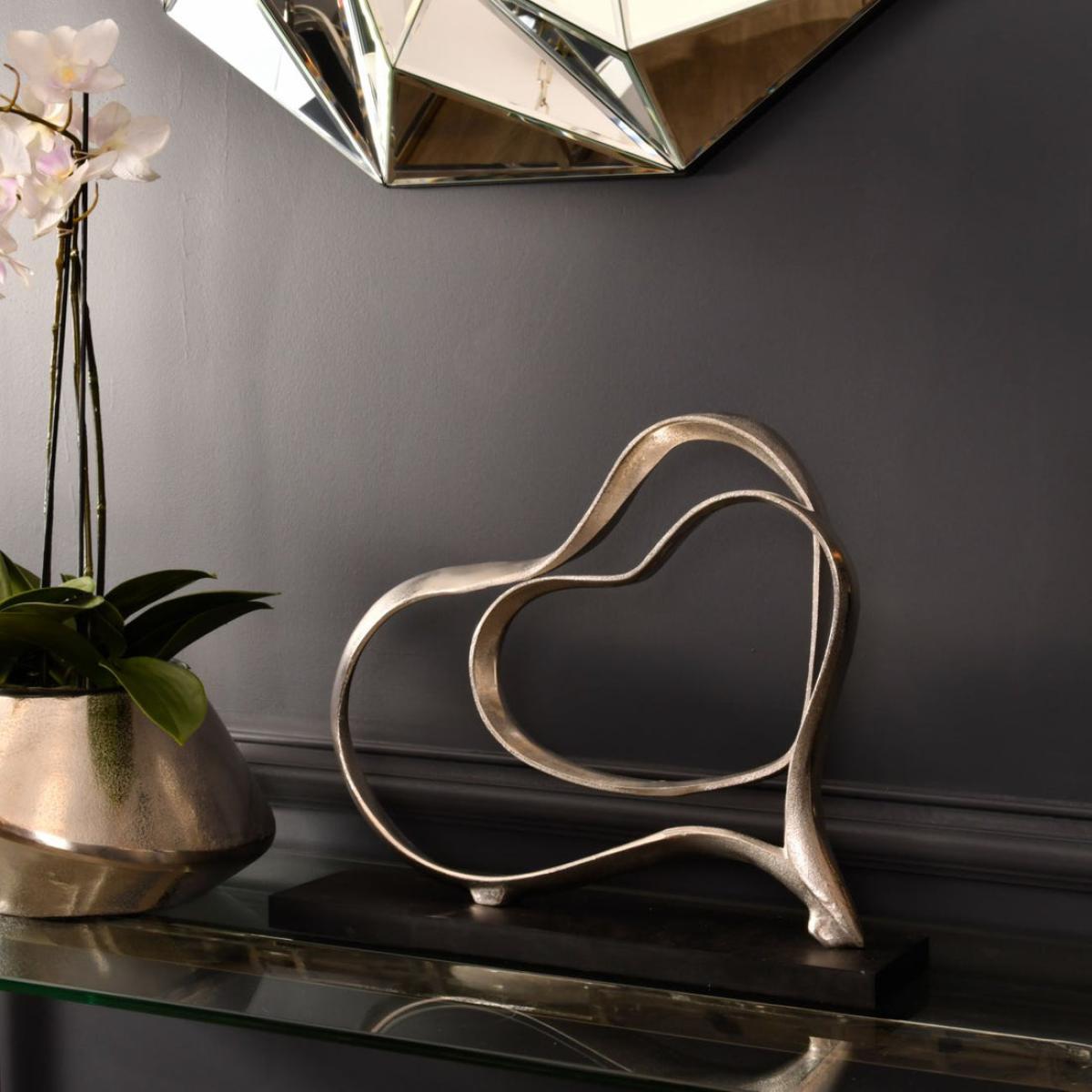 Libra Midnight Mayfair Collection - Double Heart Aluminium Sculpture Silver – image 2