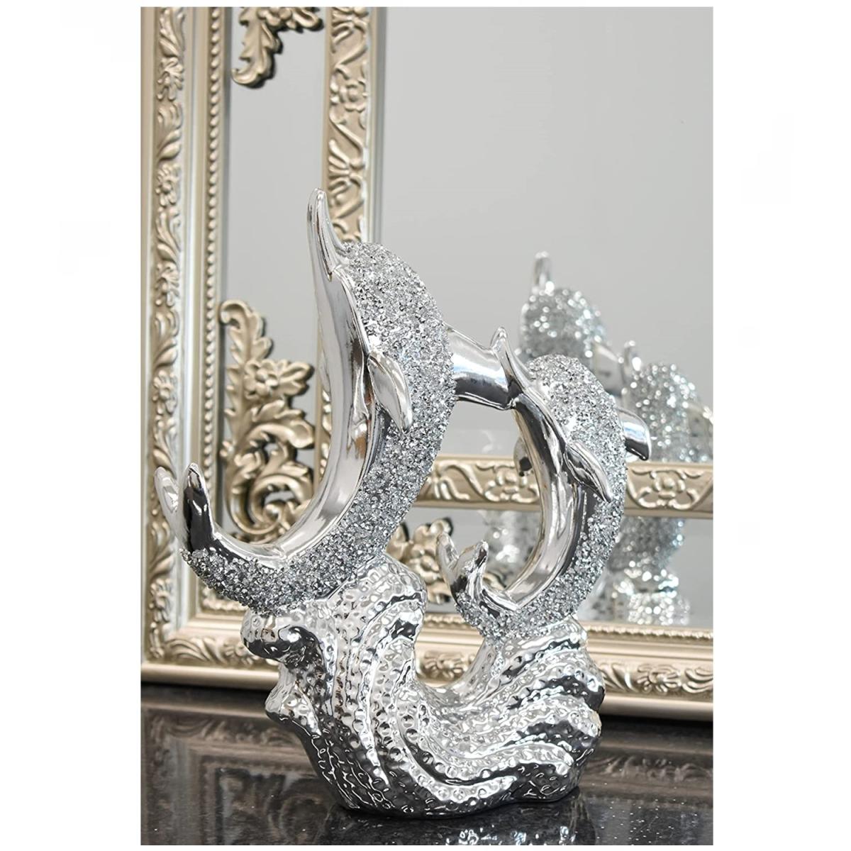 Crystal Crushed Jewel Diamond Dolphin Sparkle Ornament - Silver – image 2