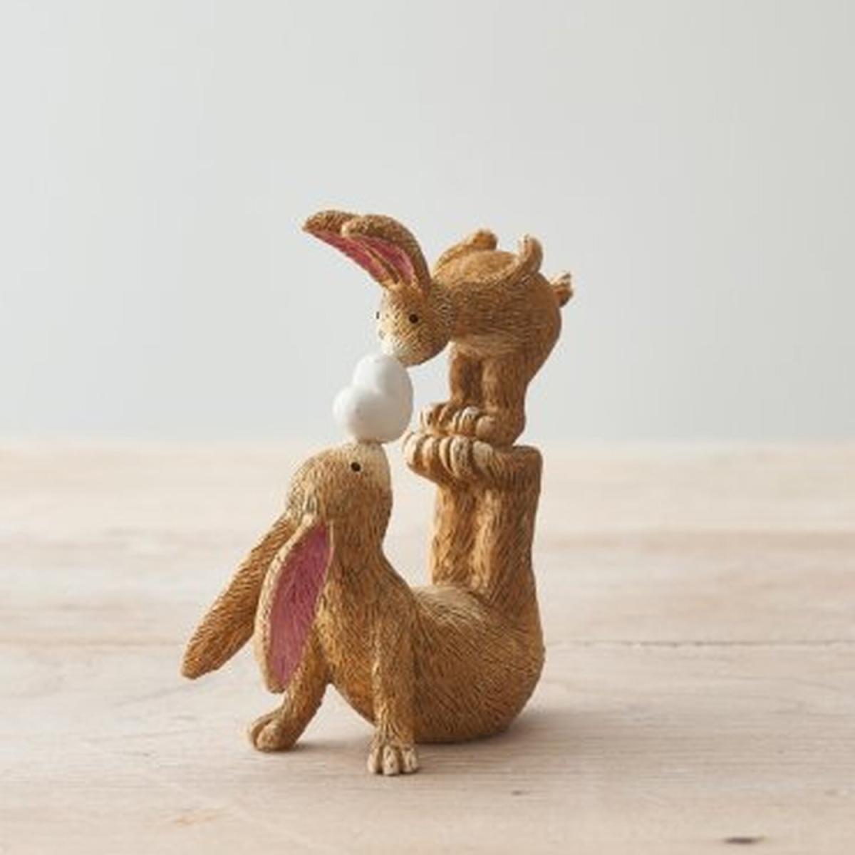 Kissing Bunnies With Heart Ornament  - Brown – image 3