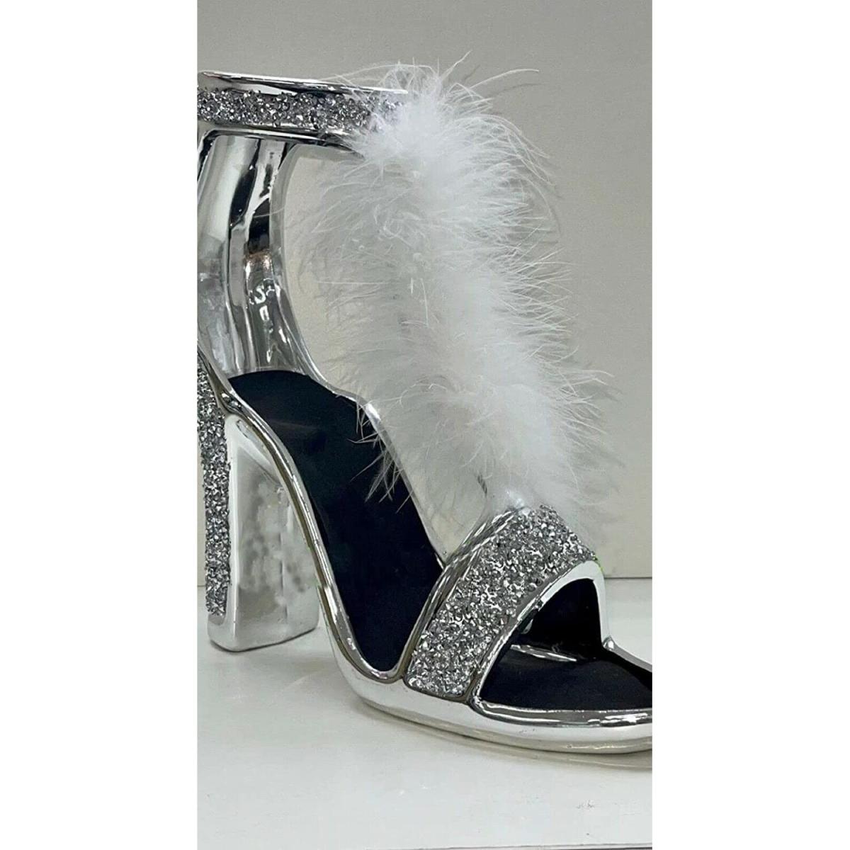 Silver Crushed Diamond White Feather Shoe Ornament - Silver – image 3