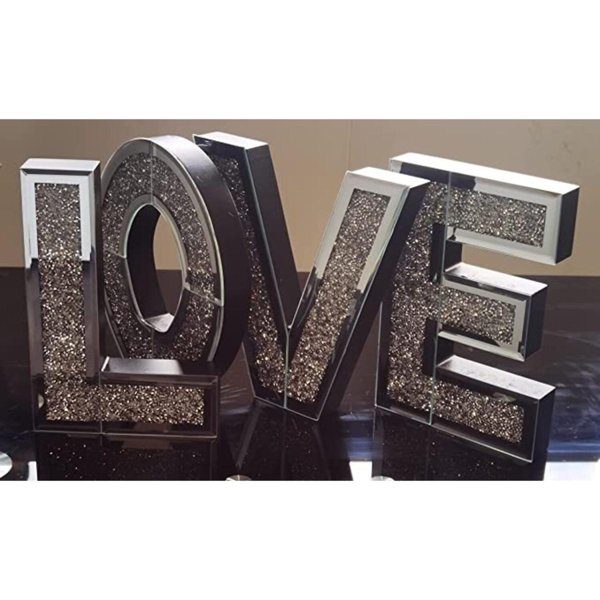 Crushed Mirror Crystal Love Ornament - Silver – image 2