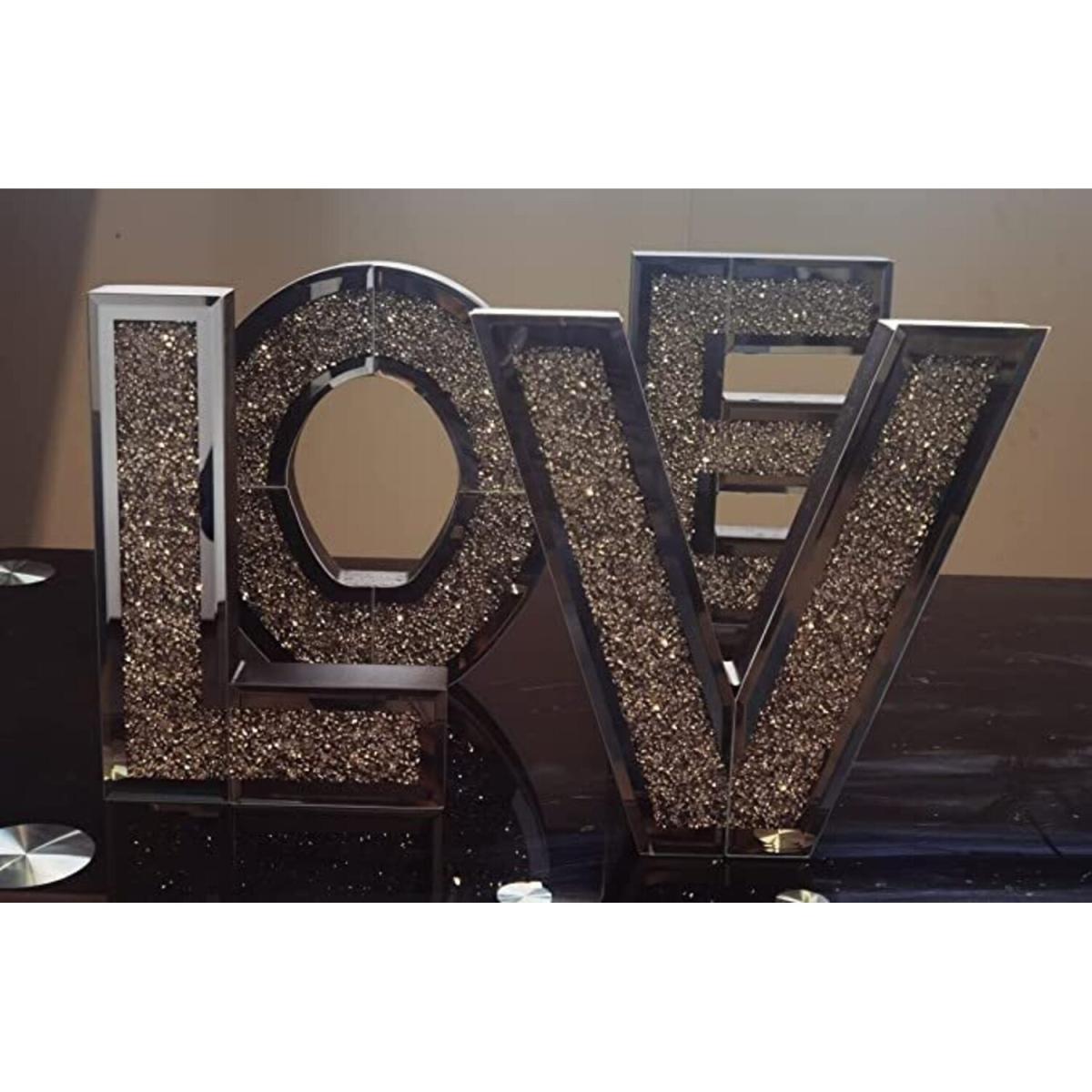 Crushed Mirror Crystal Love Ornament - Silver – image 4