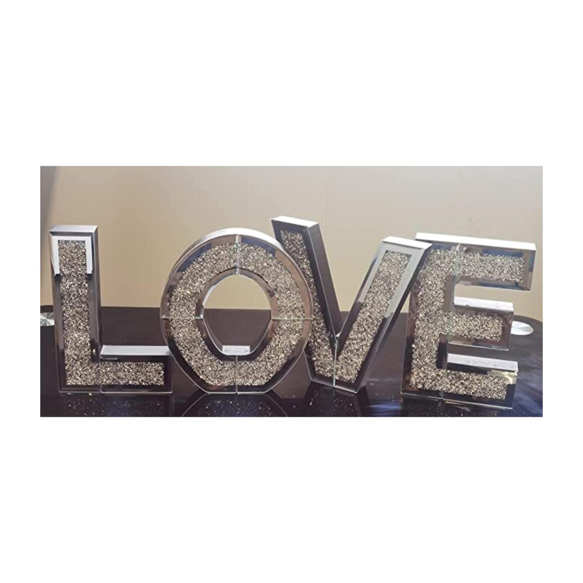 Crushed Mirror Crystal Love Ornament - Silver – image 1
