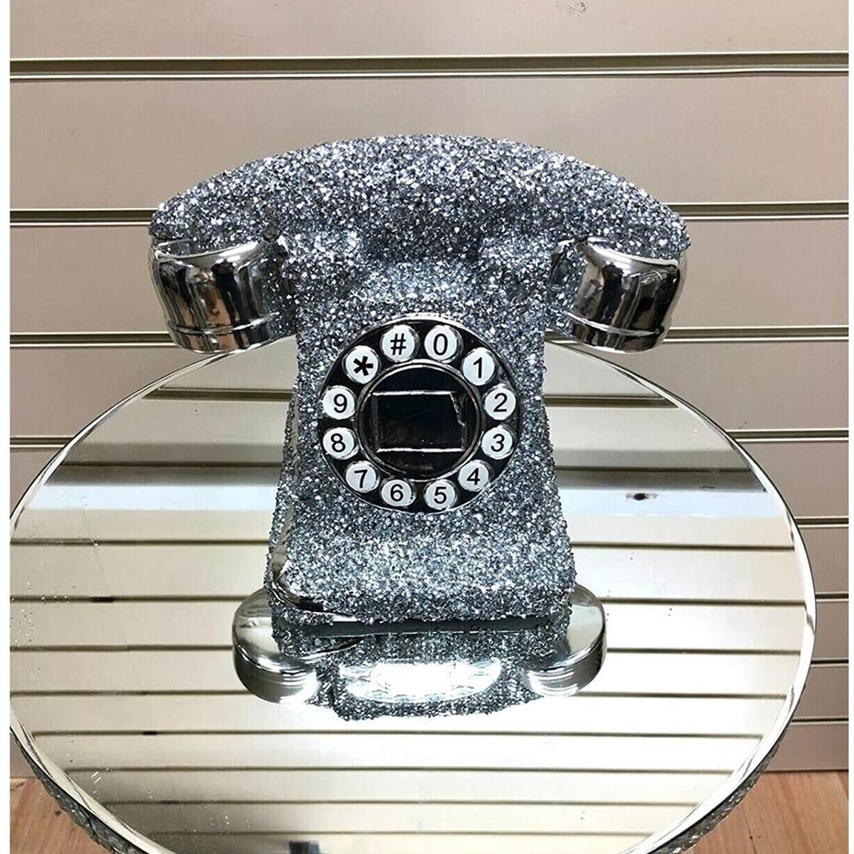 Crushed Diamond Telephone Crystal Shelf Ornament - Silver – image 2