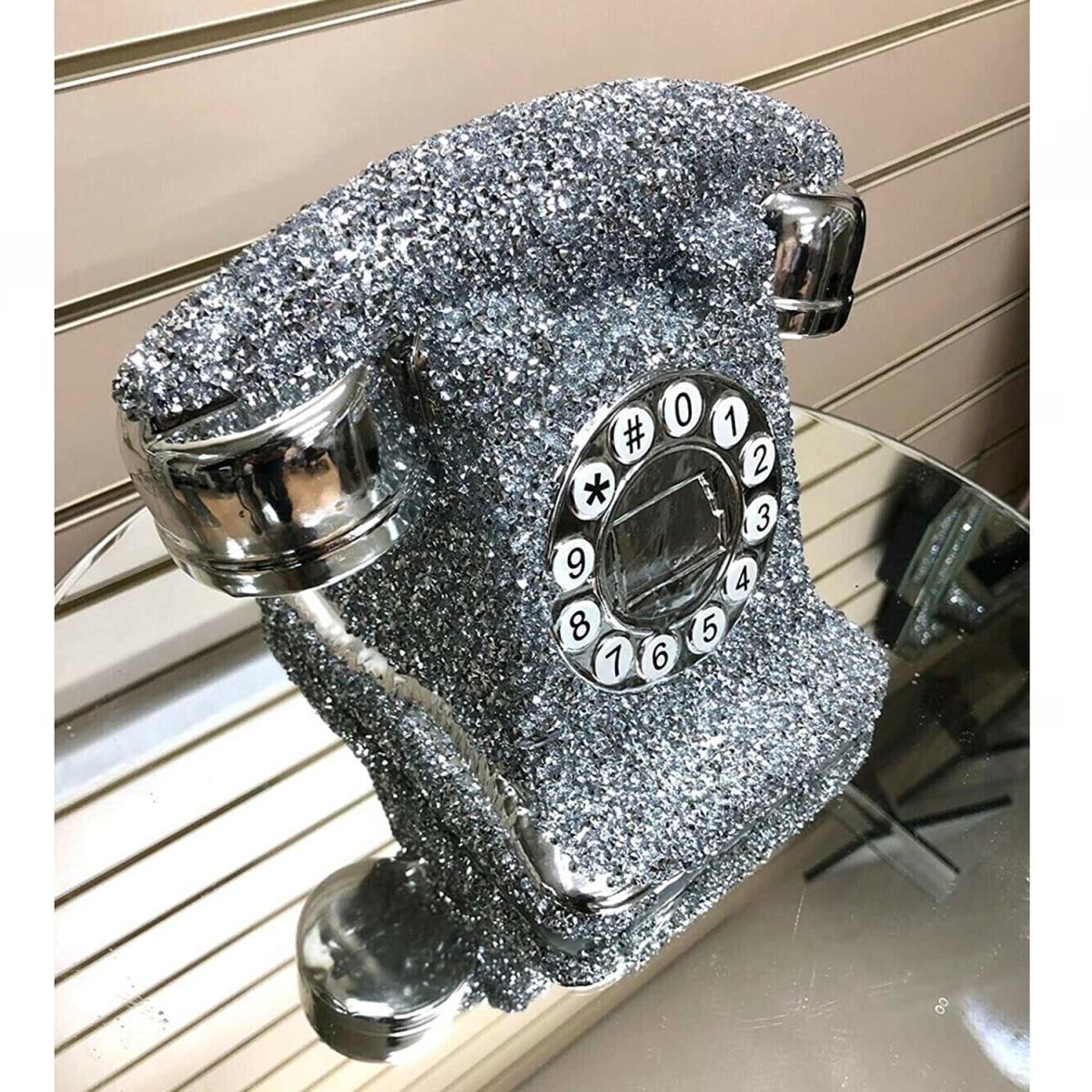 Crushed Diamond Telephone Crystal Shelf Ornament - Silver – image 1
