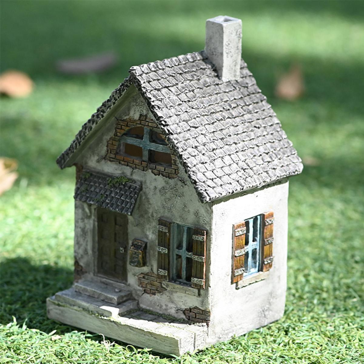 Nordic Creative Pastoral House Sculpture Resin Statues - Grey – image 2