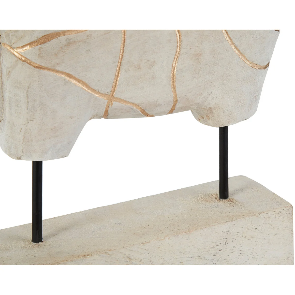 Vena Whitewash Mango Wood Elephant Sculpture - Gold, Natural – image 4