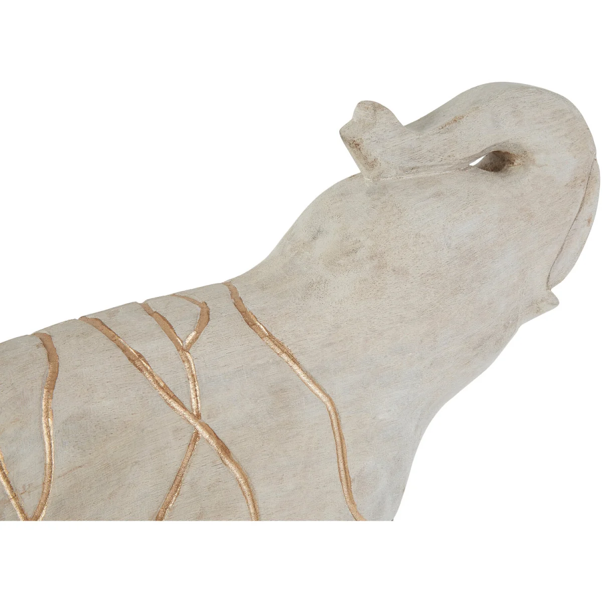 Vena Whitewash Mango Wood Elephant Sculpture - Gold, Natural – image 5