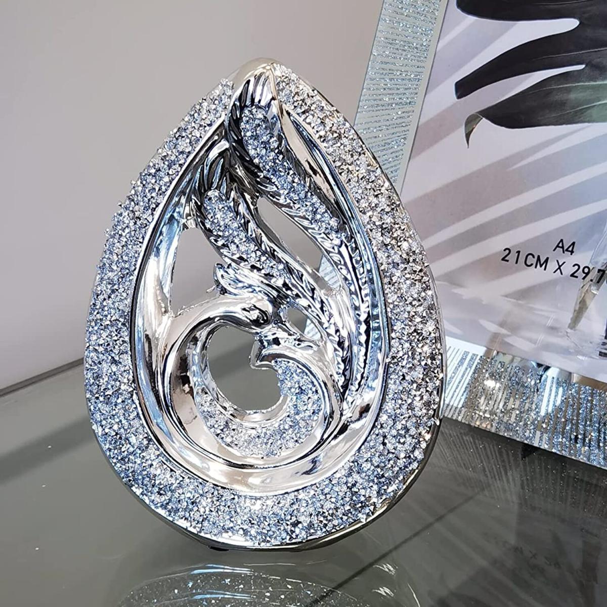 Crushed Diamond Like Double Teardrop Ornament - Silver