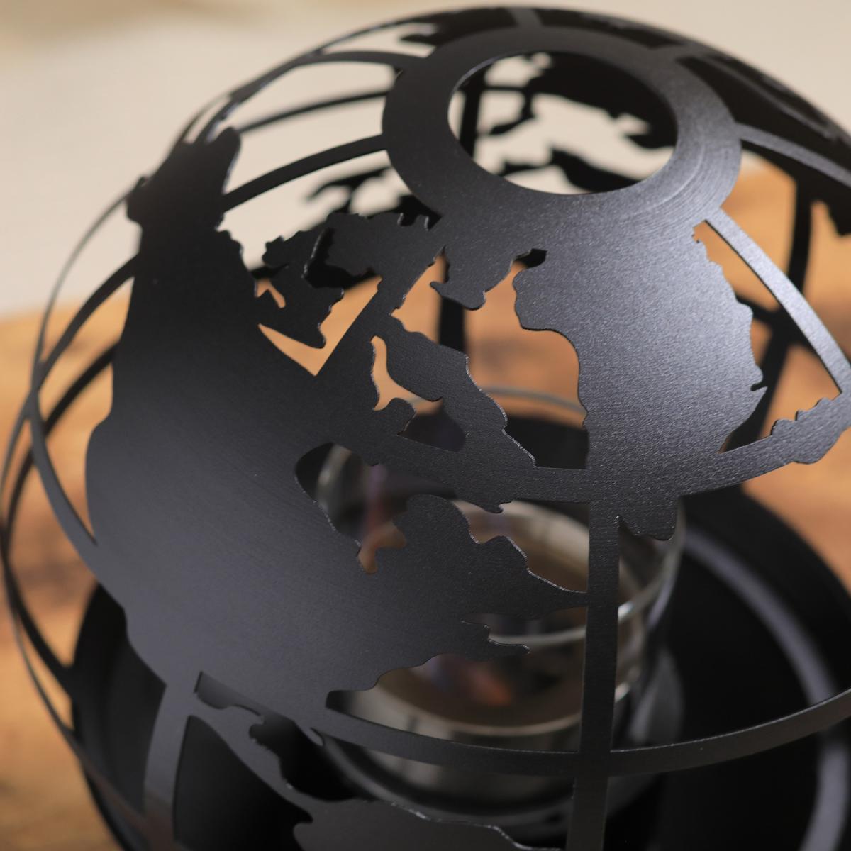 Globe Shape Tabletop Ethanol Fireplace, Portable Bioethanol Fire Pit with Lid - Black – image 5