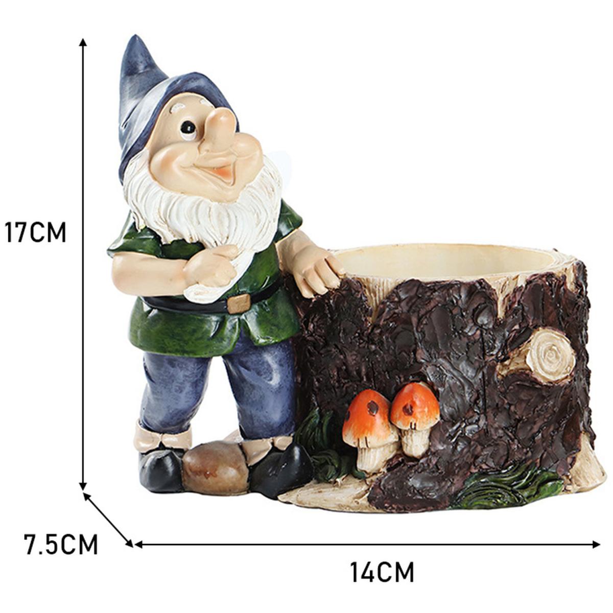 Dwarf Elf Sculpture Ornaments Resin Flower Cylinder - Grey – image 3