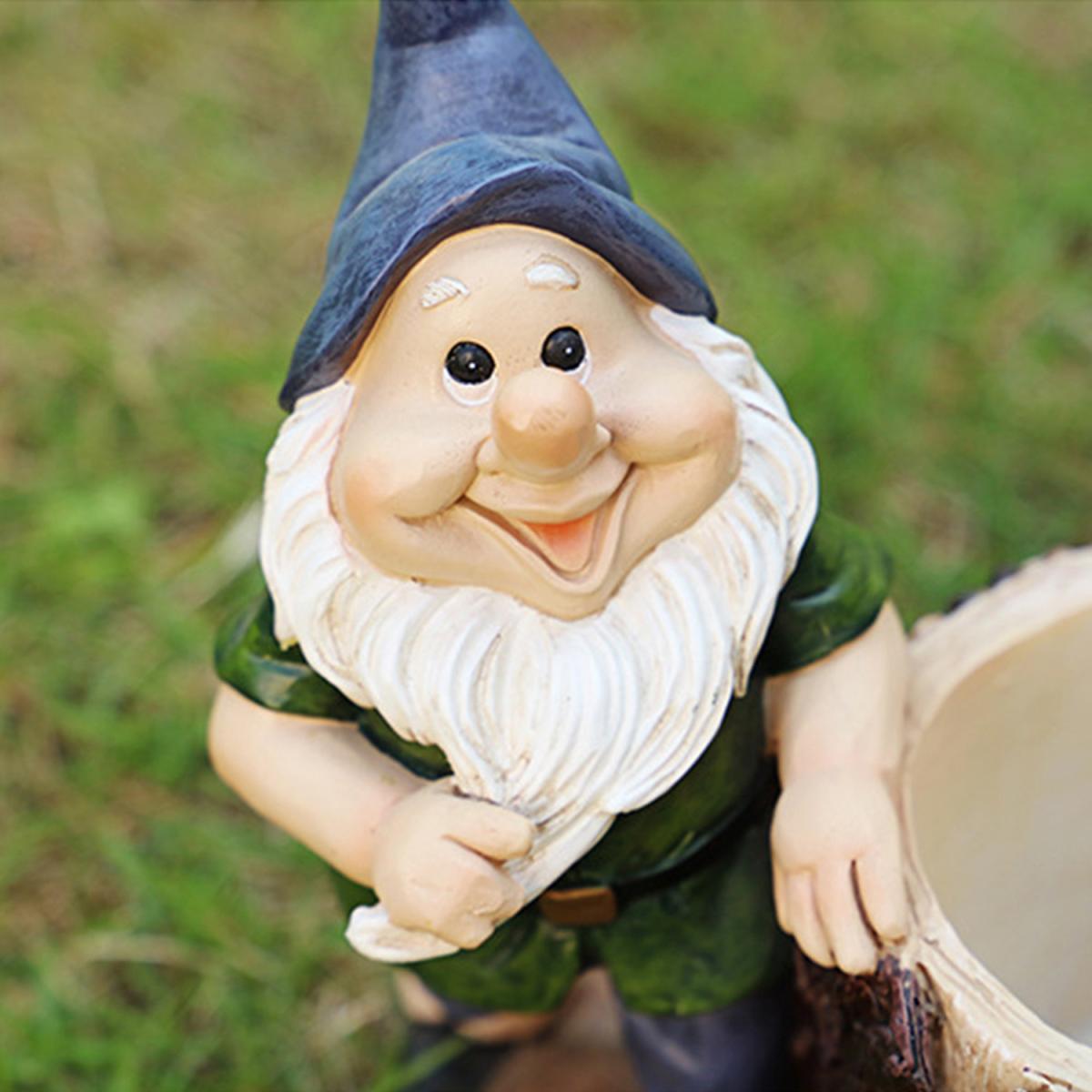 Dwarf Elf Sculpture Ornaments Resin Flower Cylinder - Grey – image 7