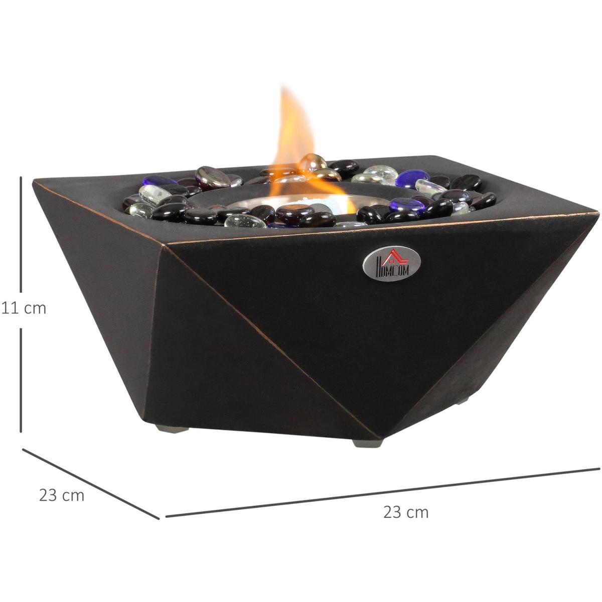 Tabletop Ethanol Fireplace, Portable Bioethanol Fire Pit with Lid for Indoor - Black – image 2