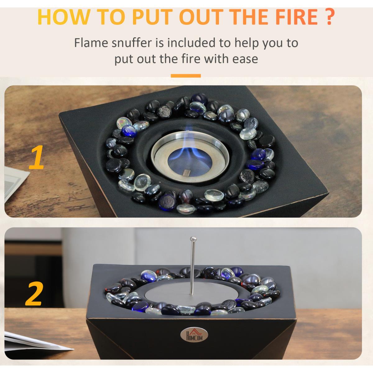 Tabletop Ethanol Fireplace, Portable Bioethanol Fire Pit with Lid for Indoor - Black – image 4
