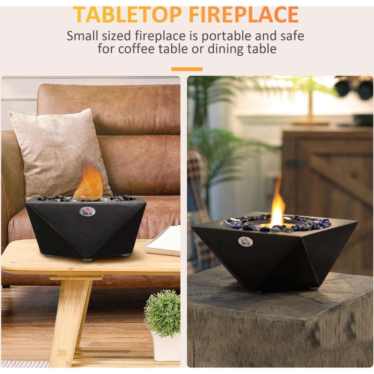 Tabletop Ethanol Fireplace, Portable Bioethanol Fire Pit with Lid for Indoor - Black – image 5