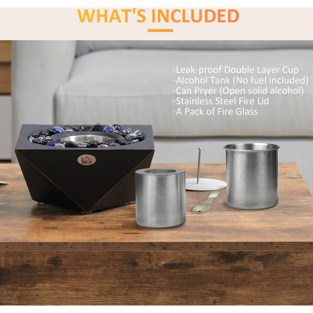 Tabletop Ethanol Fireplace, Portable Bioethanol Fire Pit with Lid for Indoor - Black – image 6