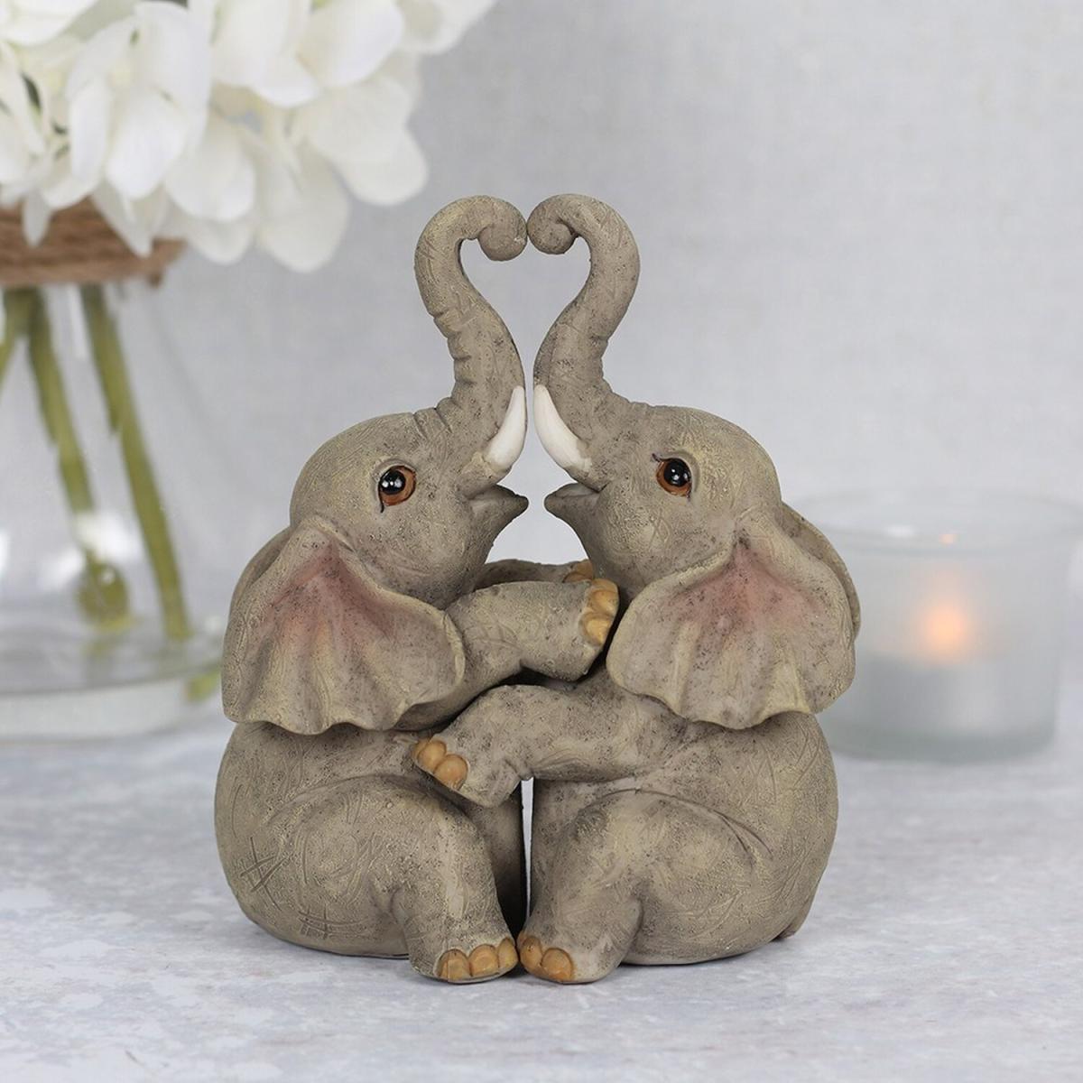 Mini  Elephant Embrace Couple Ornament - Grey – image 2